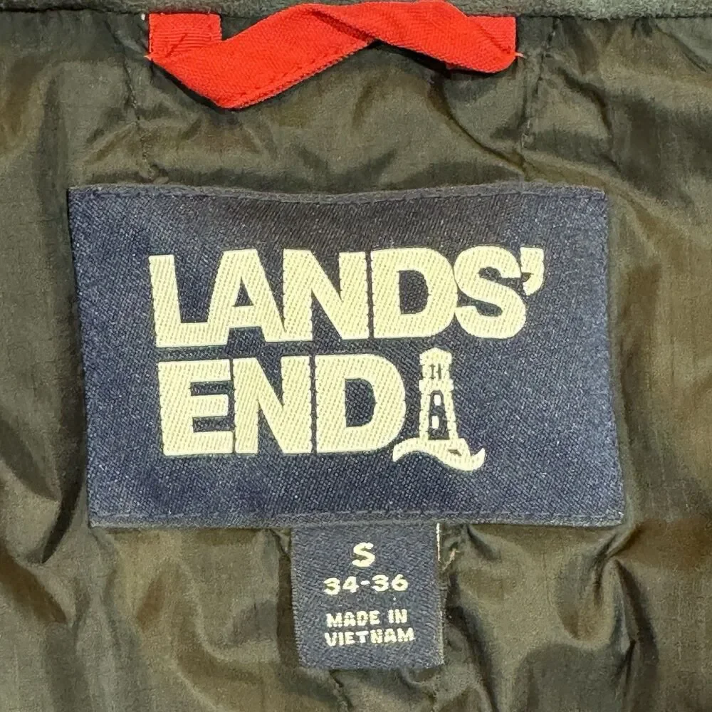 Lands’ End Down & Primaloft Winter Parka Mens Small 34–36 Faux Fur Hood